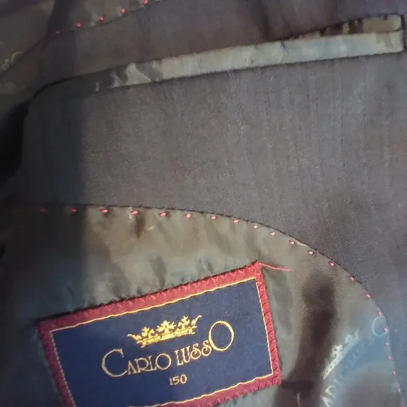 Carlo Lusso 2 Pc Black Pin Stripe Mens Suit Size 42 Business Office Lawyer Work - Picture 8 of 13